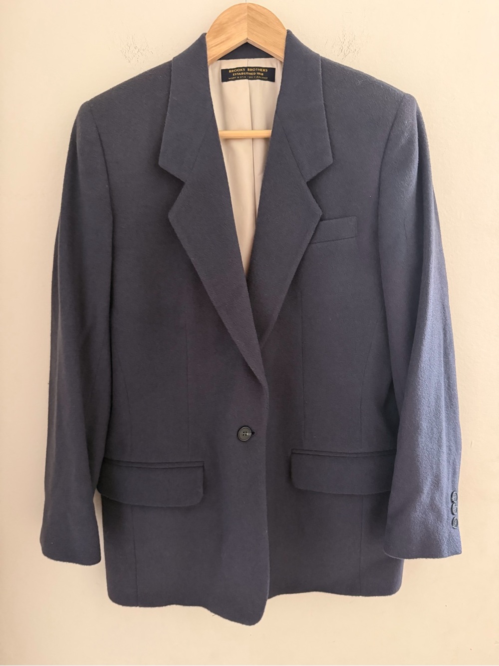 Vintage Brooks Brothers 100% Camel Hair Blazer Jacket Slate Navy Blue Size 8